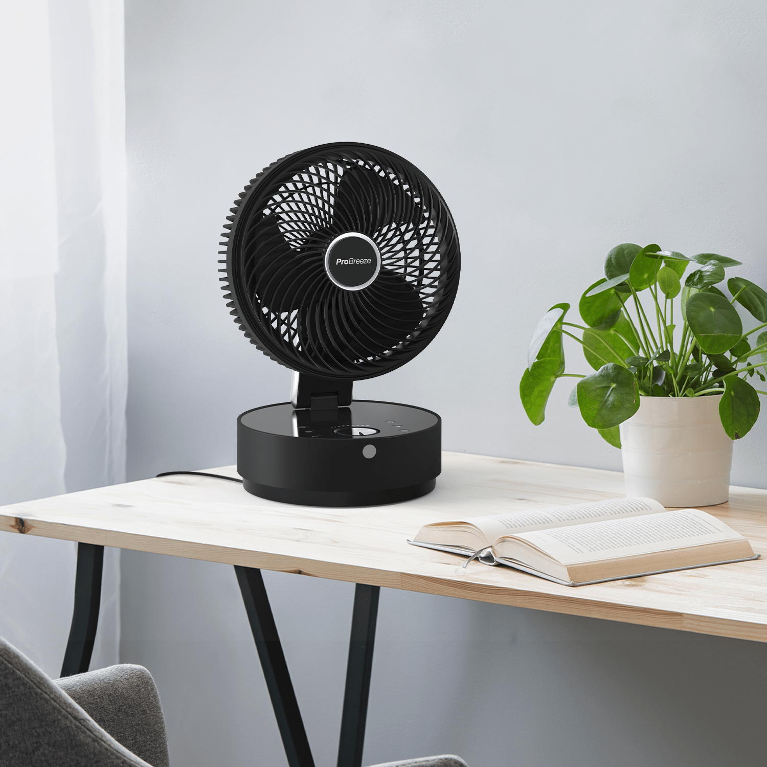 8” Turbo Desk Fan with 4 Operating Modes & 12 Hour Timer - Black